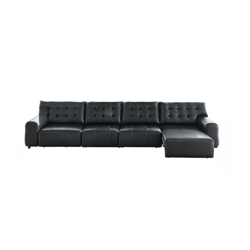 Big Black Bear Electric Sofa Italian Minimalist Living Room Leather First Class Zero Wall Retractable Function Sofa Bed
