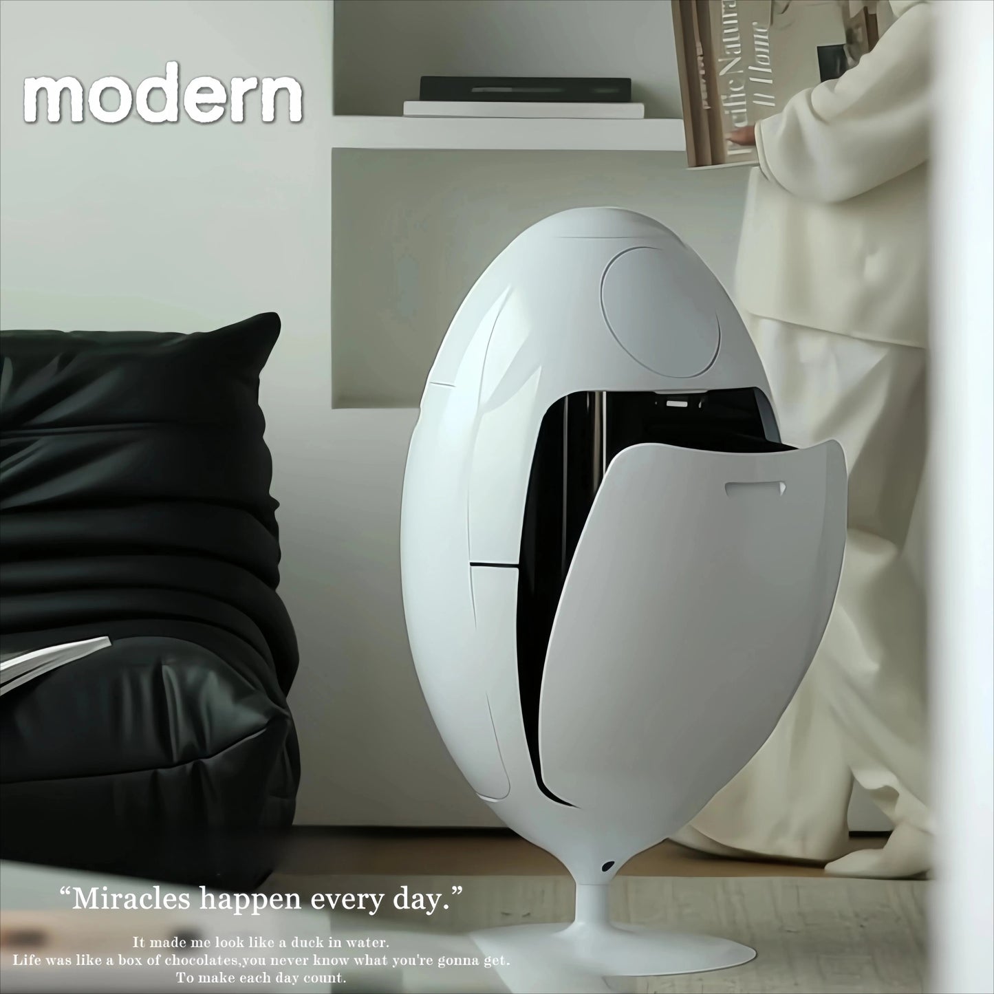 Big Size | High-end Environmental Dinosaur Egg Trash Can Household Living Room Light Luxury Storage Bucket Ornament Waste Bin
