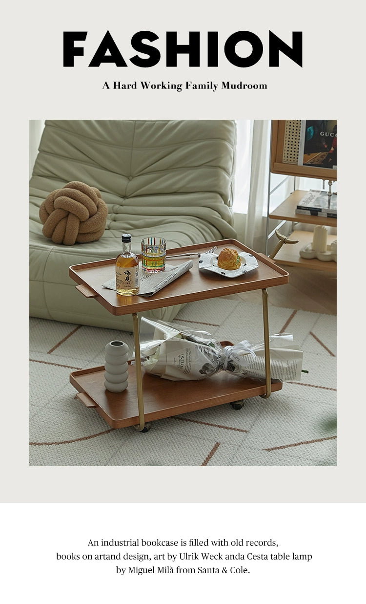 Whale Cart Rack Medieval Movable Small Coffee Table with Wheels Sofa Side Few Solid Wood Ins Popular