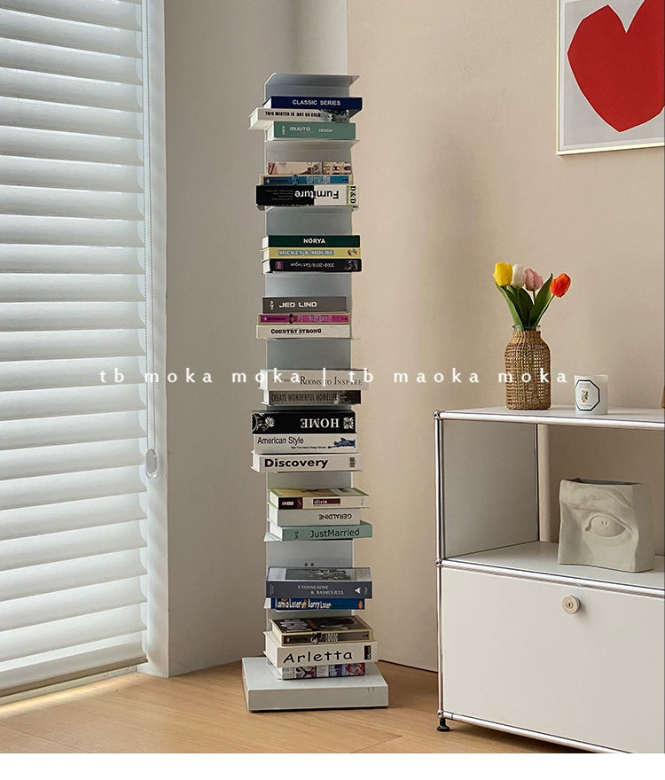 Unsichtbares Bücherregal, vom Boden bis zur Decke, kleines Bücherregal, Wohnzimmer, Arbeitszimmer, Ecke, kreatives Wandregal