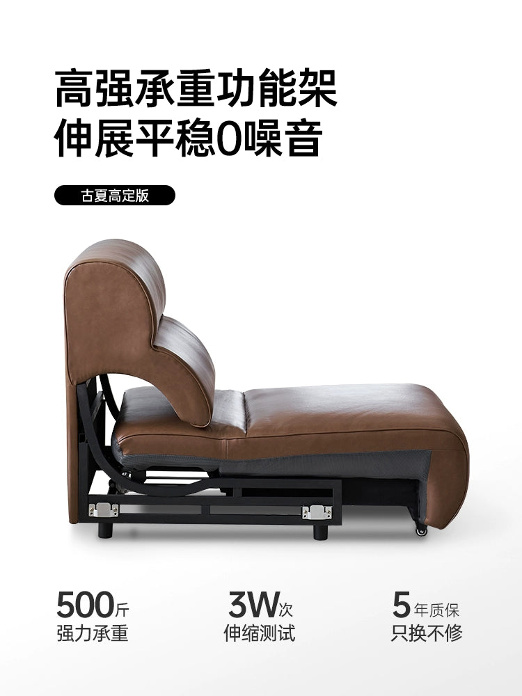 Zero Wall Electric Sofa First Layer Cowhide Modern Simple Size Apartment Living Room Telescopic Dual-purpose Sofa Bed