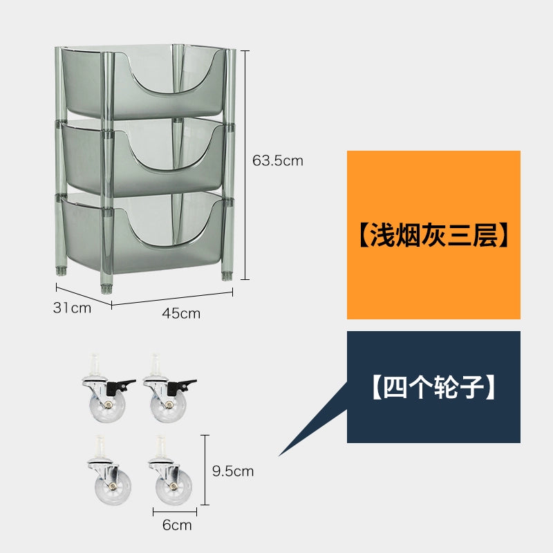 Transparent Multi-functional Shelf Nordic Bedroom Acrylic Mobile Cart Snack Storage Cabinet Bedside
