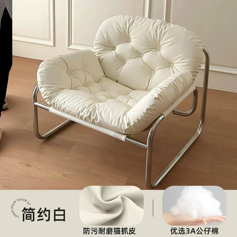 Einzelsofastuhl, leichter Luxus, hochwertiger Wohnzimmer-Freizeitsessel, cremefarben, mittelalterlicher Bauhaus-Lazy Chair
