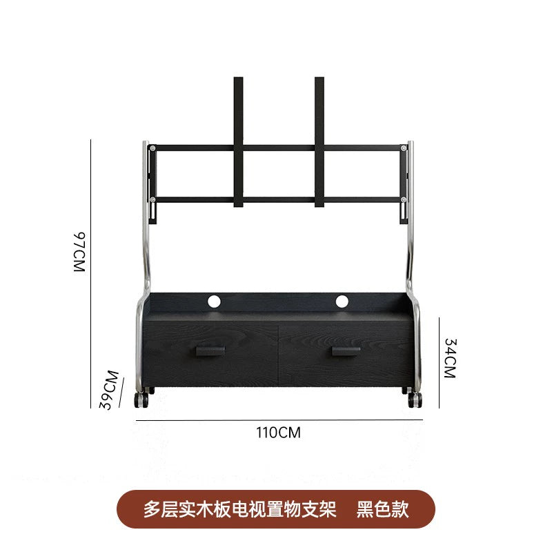 Removable TV Stand Floor-to-ceiling Nordic Medieval Monitor Universal Hanger with Wheel Locker