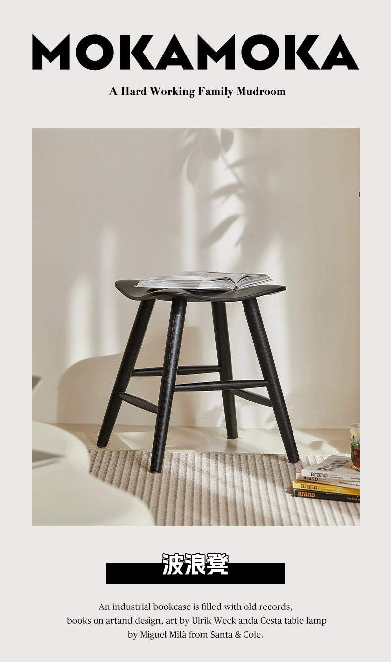 Massivholzhocker High-End-Heim-Kleinbank Internet-Promi-Designer-Niedrighocker Kreativer Wohnzimmerhocker