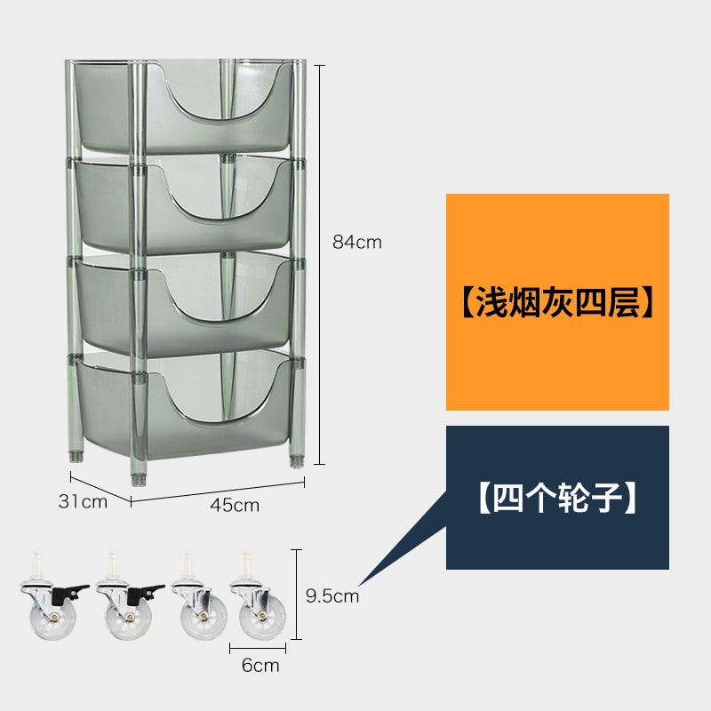 Transparent Multi-functional Shelf Nordic Bedroom Acrylic Mobile Cart Snack Storage Cabinet Bedside
