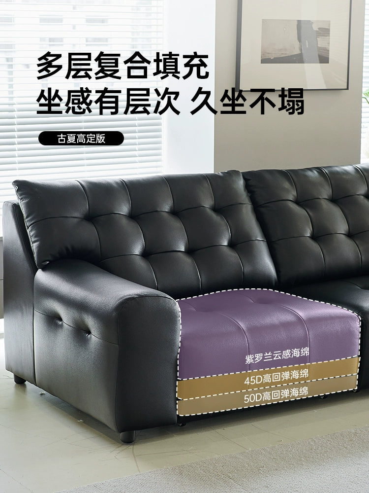 Big Black Bear Electric Sofa Italian Minimalist Living Room Leather First Class Zero Wall Retractable Function Sofa Bed