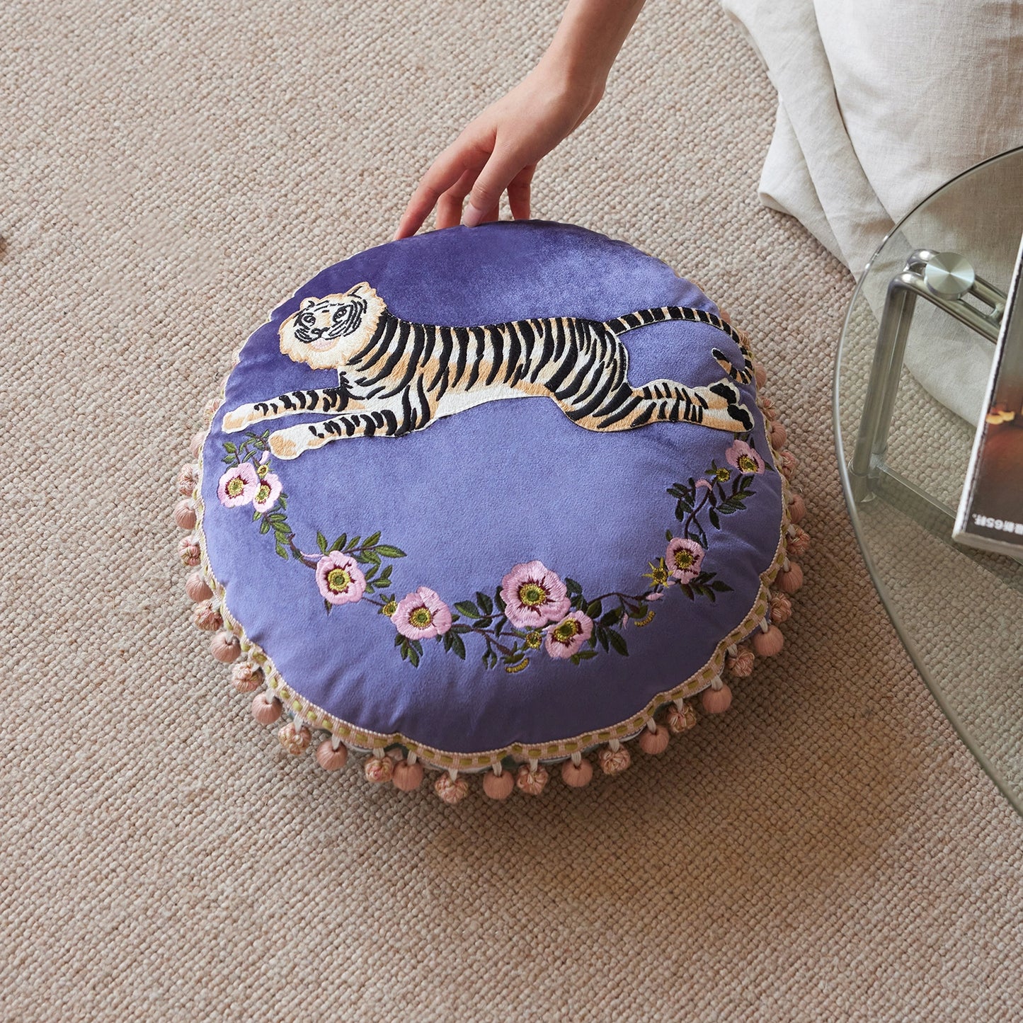 Tiger Throw Pillow Embroidery Design Waist Cushion Office Nap Sofa Pillow Light Luxury Premium Ins