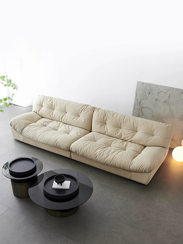Ancient Summer Home Furniture Italian Light Luxury Baxter Clouds Straight Row Living Room Matte Leather Milano Down Sofa