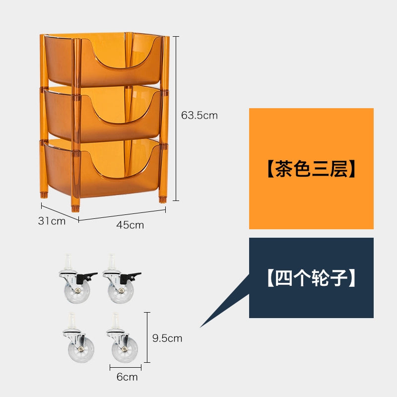 Transparent Multi-functional Shelf Nordic Bedroom Acrylic Mobile Cart Snack Storage Cabinet Bedside