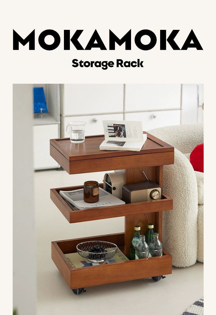 Trolley Rack Solid Wood Retro Living Room Sofa Side Few Modern Simple Balcony Casual Table