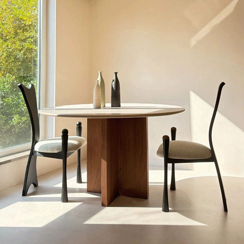 Wabi-sabi Wind Medieval Dining Chair Household Solid Wood Back Chair Designer Artistic Leisure Chair Creativity