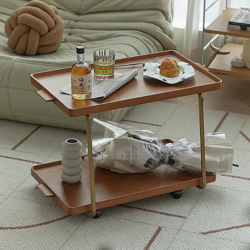 Whale Cart Rack Medieval Movable Small Coffee Table with Wheels Sofa Side Few Solid Wood Ins Popular