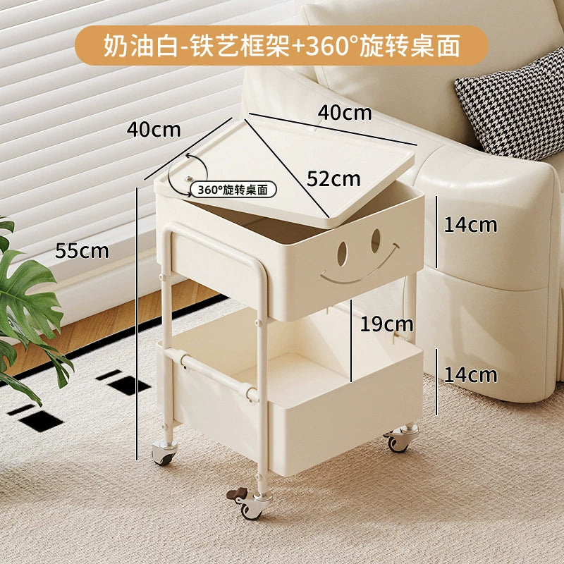 Mobiler Nachttisch, Kreativer Creme-Wind-Sofa-Beistelltisch, Paar Kleine Kinderschlafzimmer-Nachttische, Haushalt (Farbe : A)
