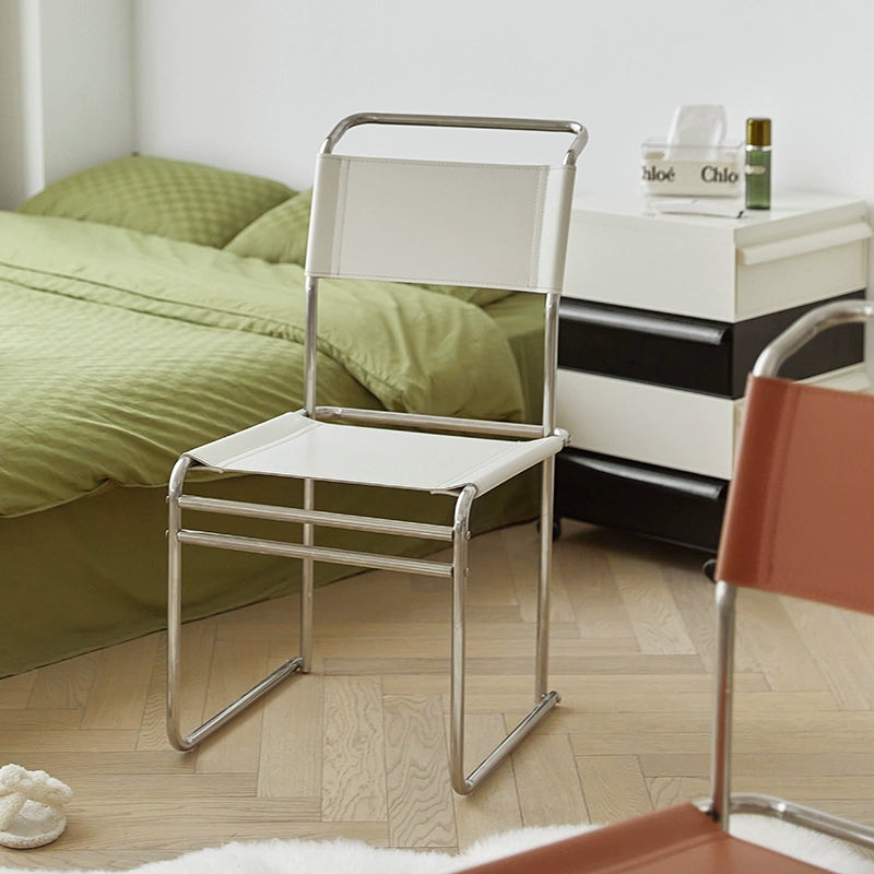 Bauhaus Chair Design Sense Retro Dining Chair Saddle Leather Stainless Steel Tube Nordic Ins Style Negotiation Chair