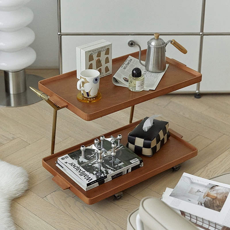 Whale Cart Rack Medieval Movable Small Coffee Table with Wheels Sofa Side Few Solid Wood Ins Popular