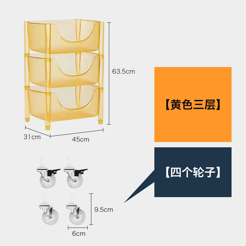 Transparent Multi-functional Shelf Nordic Bedroom Acrylic Mobile Cart Snack Storage Cabinet Bedside