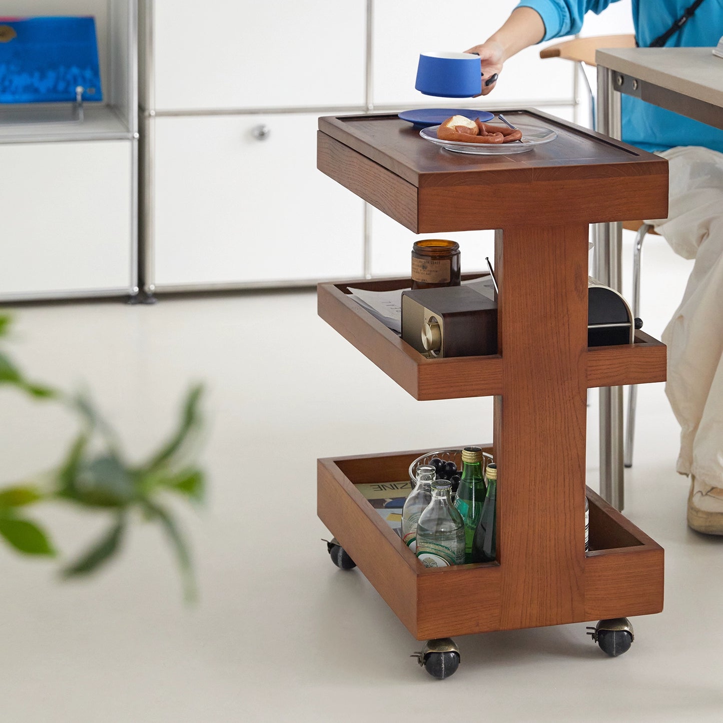 Trolley Rack Solid Wood Retro Living Room Sofa Side Few Modern Simple Balcony Casual Table