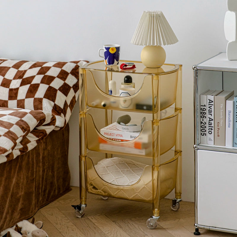 Transparent Multi-functional Shelf Nordic Bedroom Acrylic Mobile Cart Snack Storage Cabinet Bedside