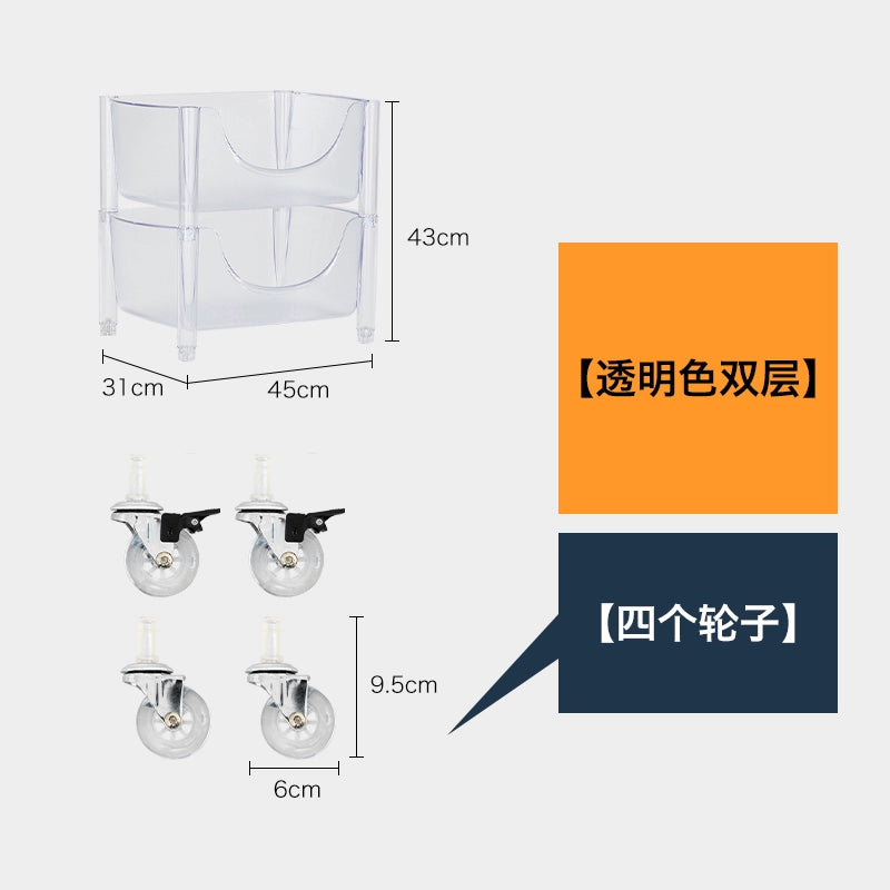 Transparent Multi-functional Shelf Nordic Bedroom Acrylic Mobile Cart Snack Storage Cabinet Bedside