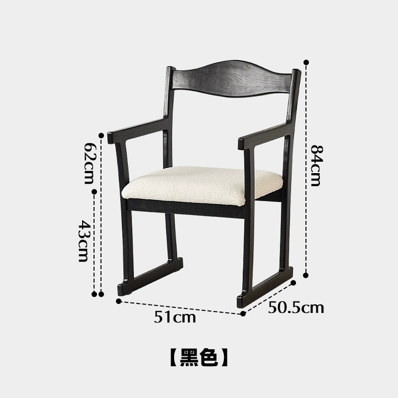 Mittelalterlicher Esszimmerstuhl aus massivem Holz, Rückenlehne, Armlehne, Stuhl, Haushalt, japanischer einfacher weicher Beutel, Buch, Schreibtisch und Stuhl, Designer