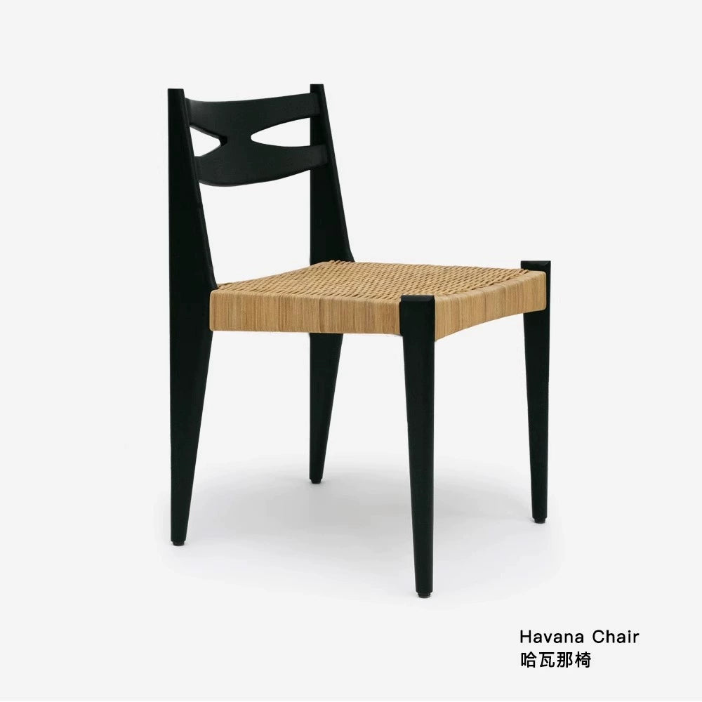 Massivholz Rattan Esszimmerstuhl Mittelalterlicher Wabi-Sabi Stuhl Designer Mittelalterliche Rückenlehne Freizeitstuhl High Sense