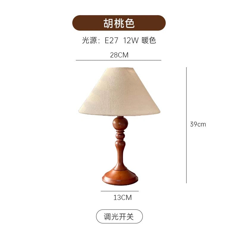 Mittelalterliche Massivholz-Tischlampe Wabi-Sandy Wind Chinesische Retro-Atmosphärenlampe Dekoration Schlafzimmer Neue Nachttischlampe