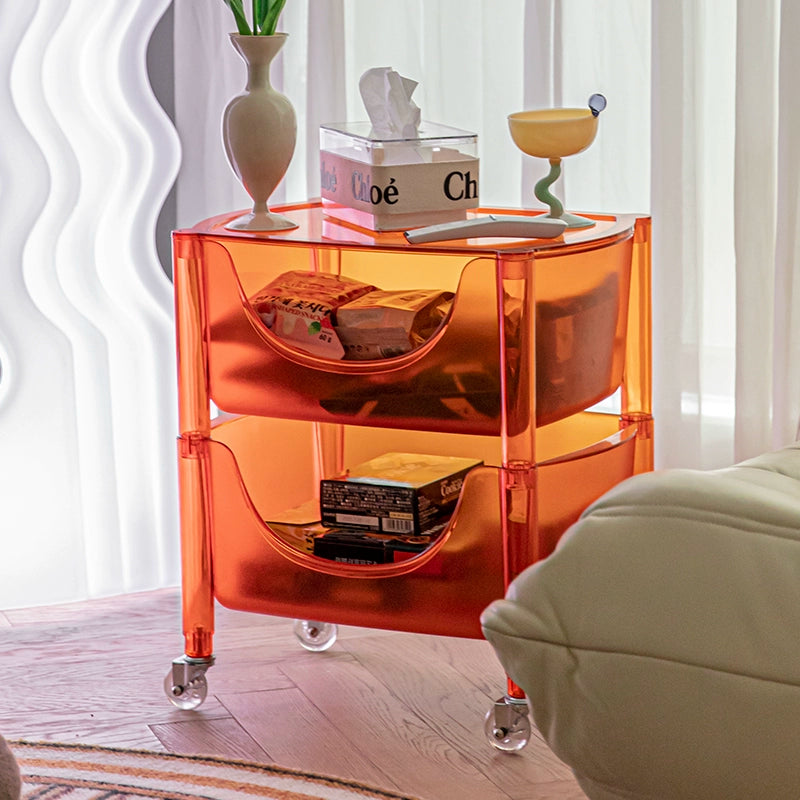 Transparent Multi-functional Shelf Nordic Bedroom Acrylic Mobile Cart Snack Storage Cabinet Bedside