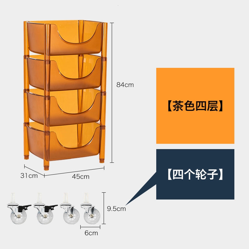 Transparent Multi-functional Shelf Nordic Bedroom Acrylic Mobile Cart Snack Storage Cabinet Bedside