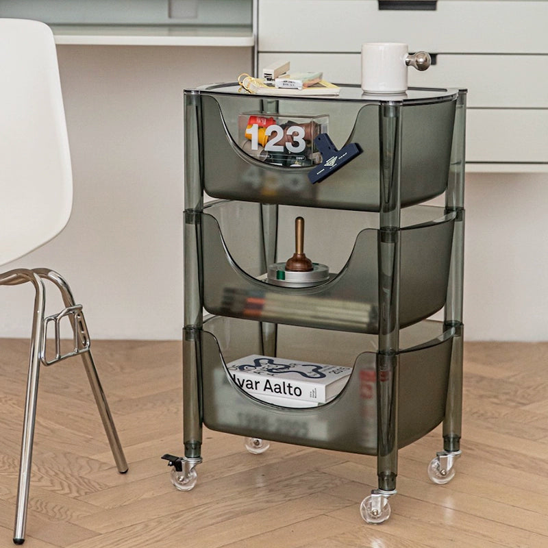 Transparent Multi-functional Shelf Nordic Bedroom Acrylic Mobile Cart Snack Storage Cabinet Bedside