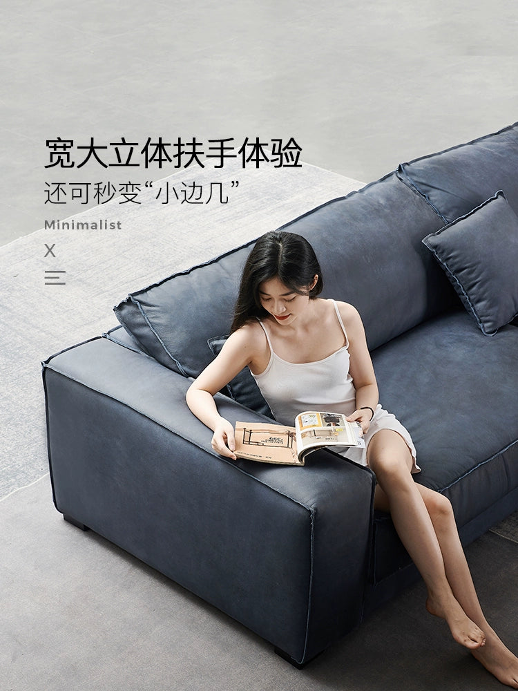 Baxter Sofa Italian Light Luxury Leather First Layer Cowhide Italian Minimalist Special-shaped Industrial Style Down Sofa