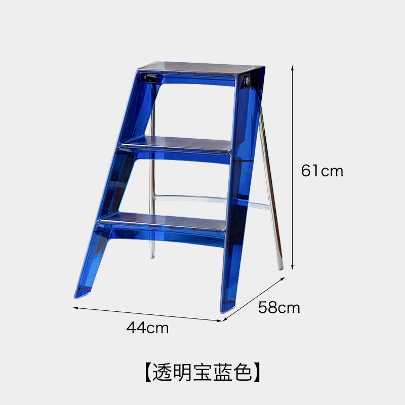 Household Transparent Portable Folding Ladder Nordic Ins Three-step Ladder Herringbone Ladder Multi-functional Shelf