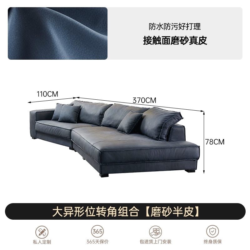 Baxter Sofa Italian Light Luxury Leather First Layer Cowhide Italian Minimalist Special-shaped Industrial Style Down Sofa