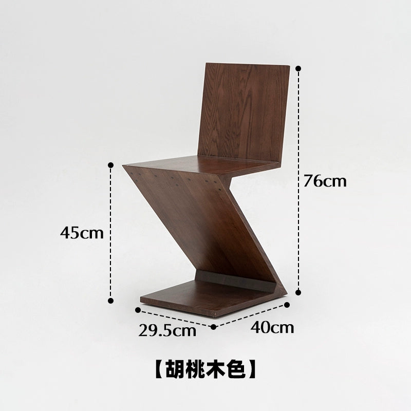 Mittelalterlicher Stuhl Replik Zigzagchair Designer Esszimmerstuhl Kreativer Hocker mit Rückenlehne aus Massivholz Z-Wort