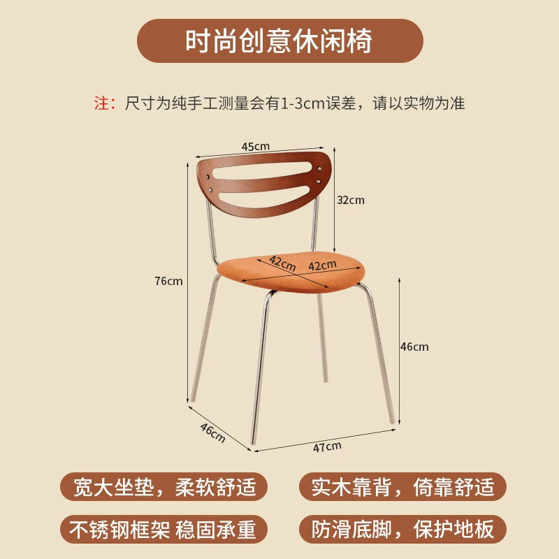 Mittelalterlicher Esszimmerstuhl aus Massivholz, einfacher moderner Heimstuhl, Designer-Restauranthocker, lässiger Rückenlehnenstuhl