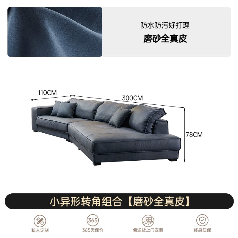 Baxter Sofa Italian Light Luxury Leather First Layer Cowhide Italian Minimalist Special-shaped Industrial Style Down Sofa