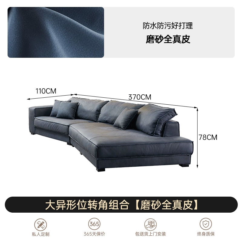 Baxter Sofa Italian Light Luxury Leather First Layer Cowhide Italian Minimalist Special-shaped Industrial Style Down Sofa