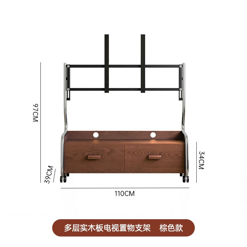 Abnehmbarer TV-Ständer, vom Boden bis zur Decke, nordischer mittelalterlicher Monitor-Universalaufhänger mit Radschloss