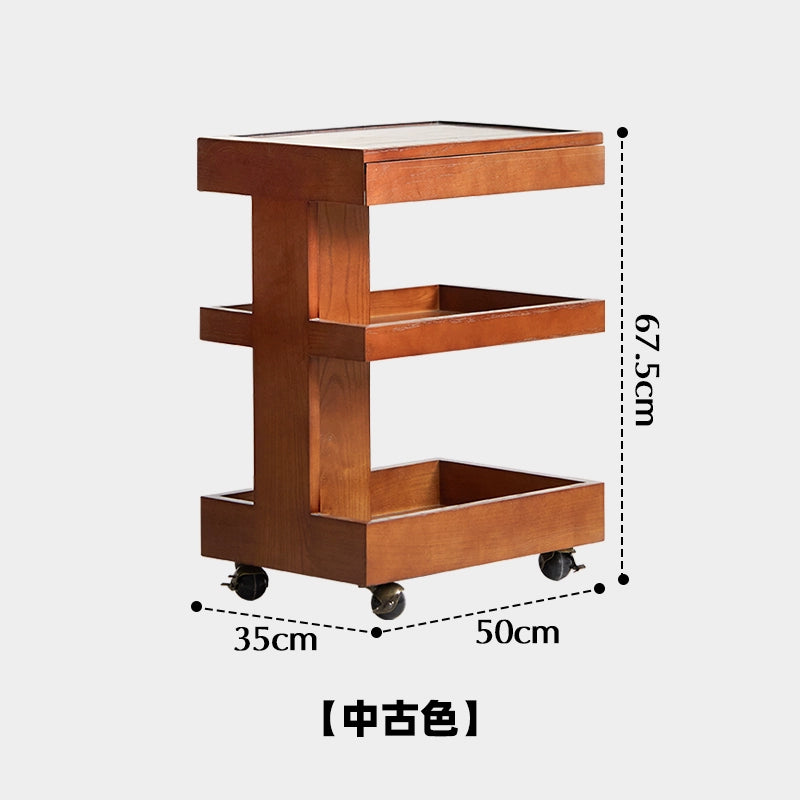 Trolley Rack Solid Wood Retro Living Room Sofa Side Few Modern Simple Balcony Casual Table