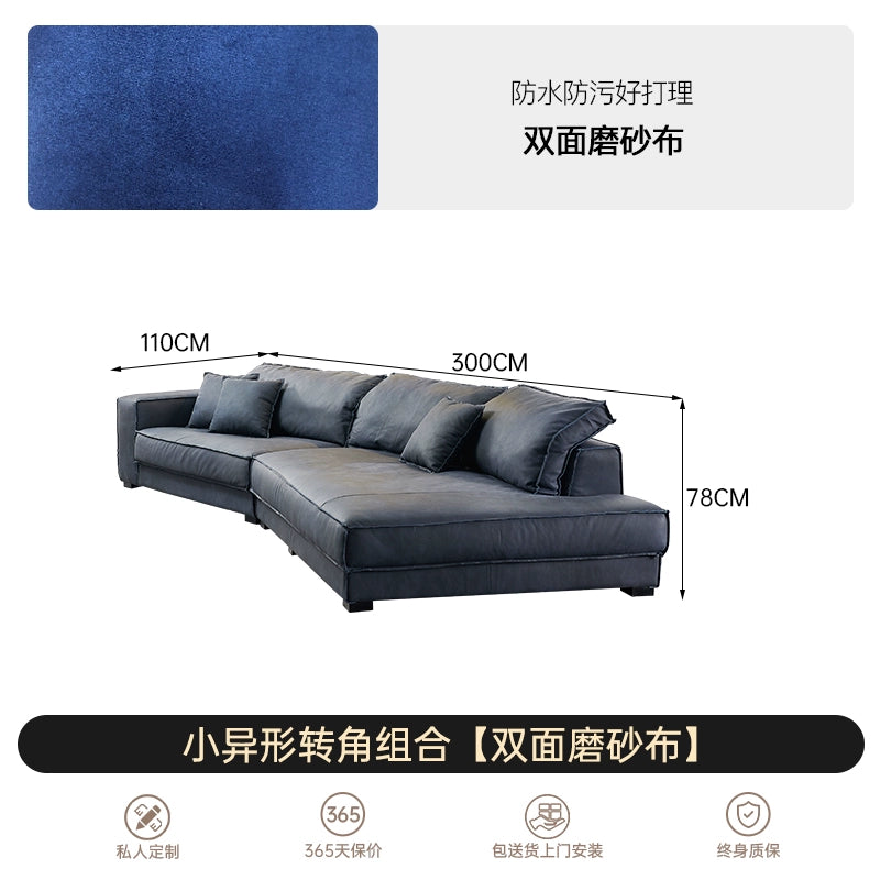 Baxter Sofa Italian Light Luxury Leather First Layer Cowhide Italian Minimalist Special-shaped Industrial Style Down Sofa