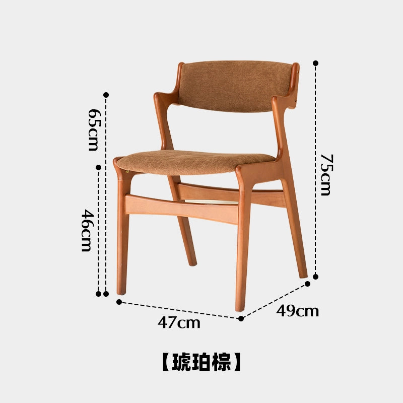 Mittelalterlicher Esszimmerstuhl aus Massivholz, nordischer Retro-Designerstuhl mit weicher Rückenlehne, lässiger Schreibtischstuhl