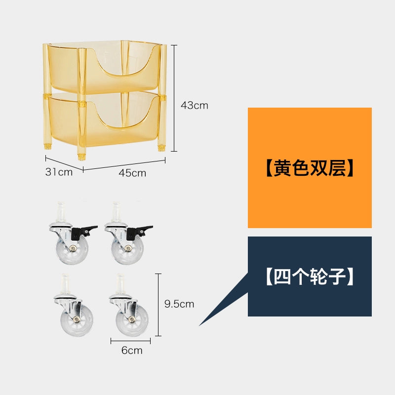 Transparent Multi-functional Shelf Nordic Bedroom Acrylic Mobile Cart Snack Storage Cabinet Bedside