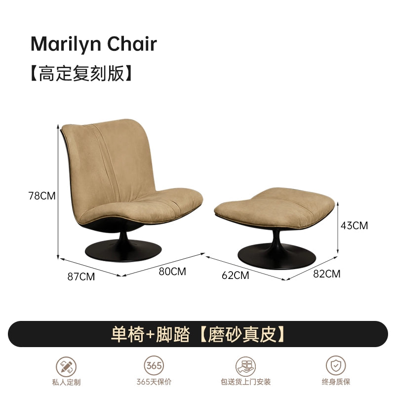 Italian Light Luxury Designer Sofa Chair Baxter Italian Modern Matte Leather Living Room Casual Single Chair