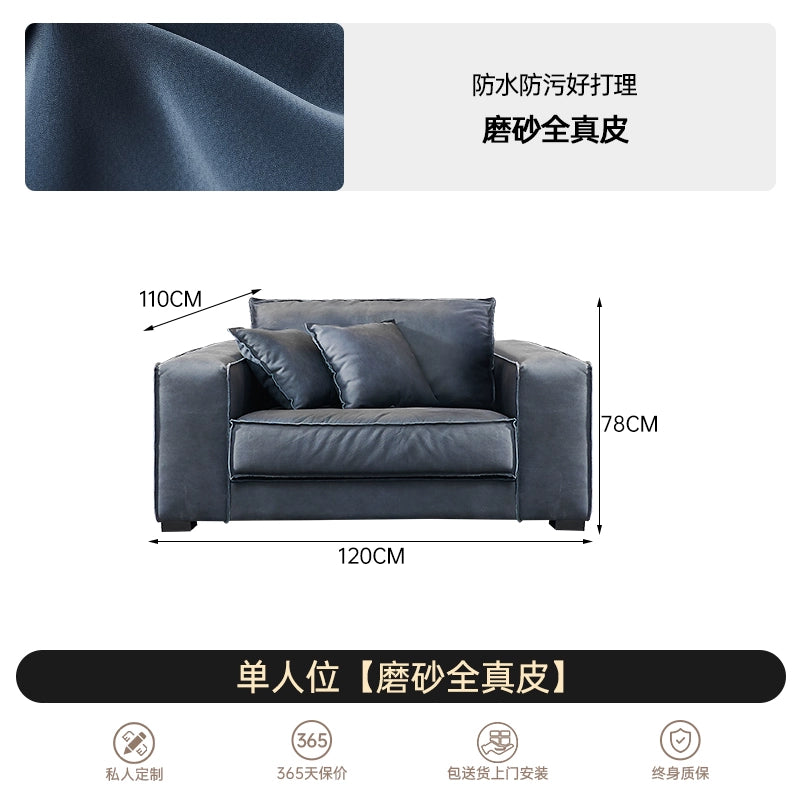 Baxter Sofa Italian Light Luxury Leather First Layer Cowhide Italian Minimalist Special-shaped Industrial Style Down Sofa