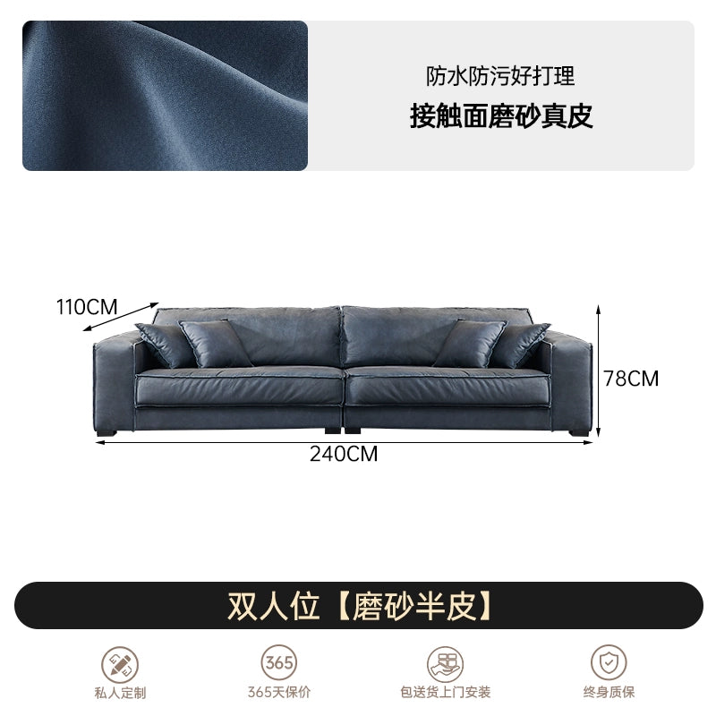 Baxter Sofa Italian Light Luxury Leather First Layer Cowhide Italian Minimalist Special-shaped Industrial Style Down Sofa