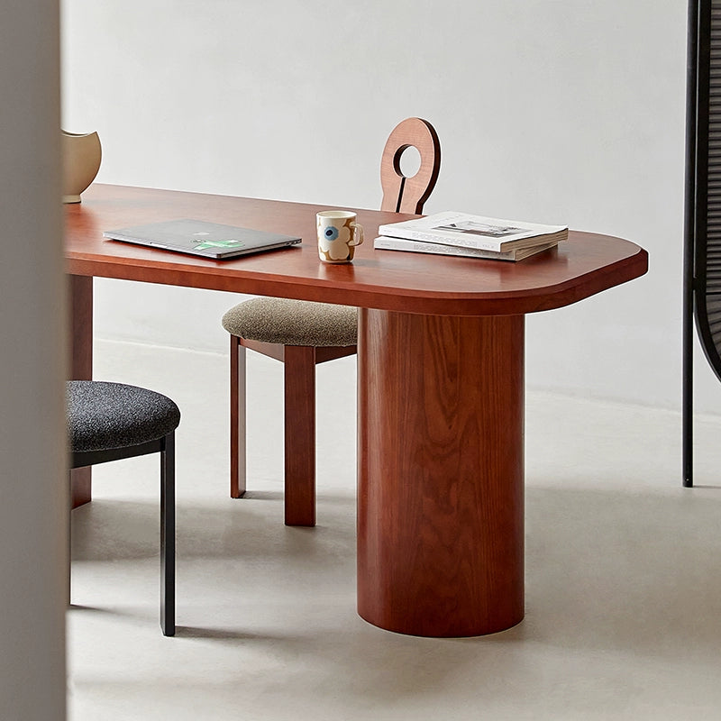 All solid wood dining table wabi-sabi wind medieval dining table household designer hotel table and chair combination special-shaped
