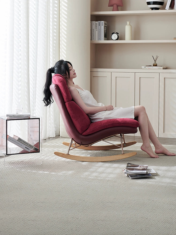 Nordic Rocking Chair Recliner Modern Light Luxury Adult Leisure Chair Home Living Room Bedroom Ins Popular Rocking Chair Sofa Single Chair