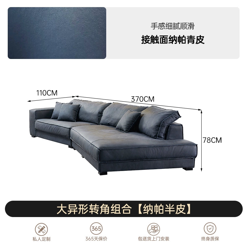 Baxter Sofa Italian Light Luxury Leather First Layer Cowhide Italian Minimalist Special-shaped Industrial Style Down Sofa
