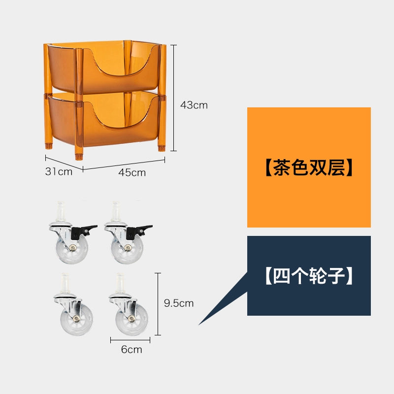 Transparent Multi-functional Shelf Nordic Bedroom Acrylic Mobile Cart Snack Storage Cabinet Bedside