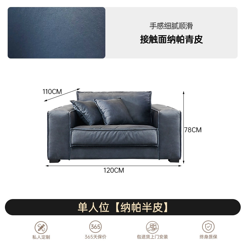Baxter Sofa Italian Light Luxury Leather First Layer Cowhide Italian Minimalist Special-shaped Industrial Style Down Sofa